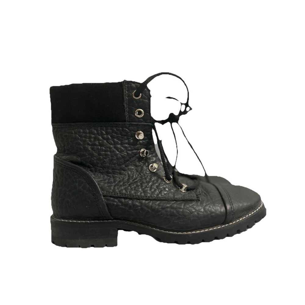 Steve Madden Zofie Whimsigoth Black Leather Lace Up Boots Zip Side 6M Lined